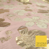 Luxury Textured Metallic Gold Floral Pansy Bloom Brocade Jacquard Dress Fabric