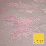 Pastel Oriental Floral Shou Chinese Brocade Floral Satin Jacquard Fabric 58"