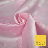 Pastel Oriental Floral Shou Chinese Brocade Floral Satin Jacquard Fabric 58"