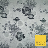 Pastel Oriental Floral Shou Chinese Brocade Floral Satin Jacquard Fabric 58"