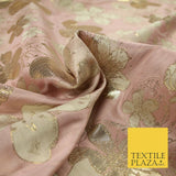 Luxury Textured Metallic Gold Floral Pansy Bloom Brocade Jacquard Dress Fabric
