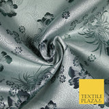 Pastel Oriental Floral Shou Chinese Brocade Floral Satin Jacquard Fabric 58"