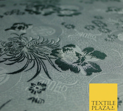 Pastel Oriental Floral Shou Chinese Brocade Floral Satin Jacquard Fabric 58"