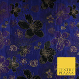 Luxury Textured Metallic Gold Floral Pansy Bloom Brocade Jacquard Dress Fabric