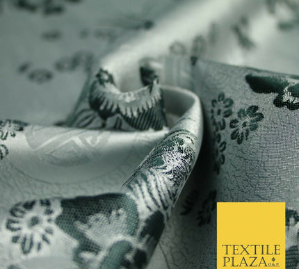 Pastel Oriental Floral Shou Chinese Brocade Floral Satin Jacquard Fabric 58"