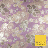 Luxury Textured Metallic Gold Floral Pansy Bloom Brocade Jacquard Dress Fabric