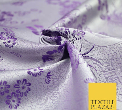 Pastel Oriental Floral Shou Chinese Brocade Floral Satin Jacquard Fabric 58"