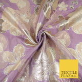 Luxury Textured Metallic Gold Floral Pansy Bloom Brocade Jacquard Dress Fabric