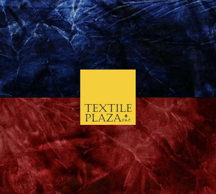 Tie Dye Royal Blue / Cherry Red Ombre Printed Soft Velvet Dress Fabric Craft