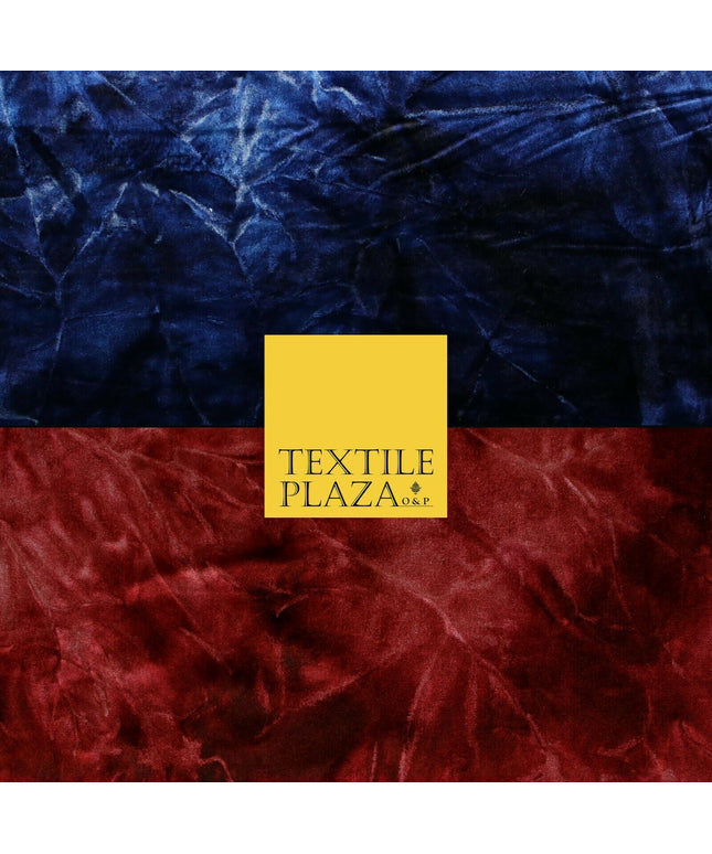 Tie Dye Royal Blue / Cherry Red Ombre Printed Soft Velvet Dress Fabric Craft