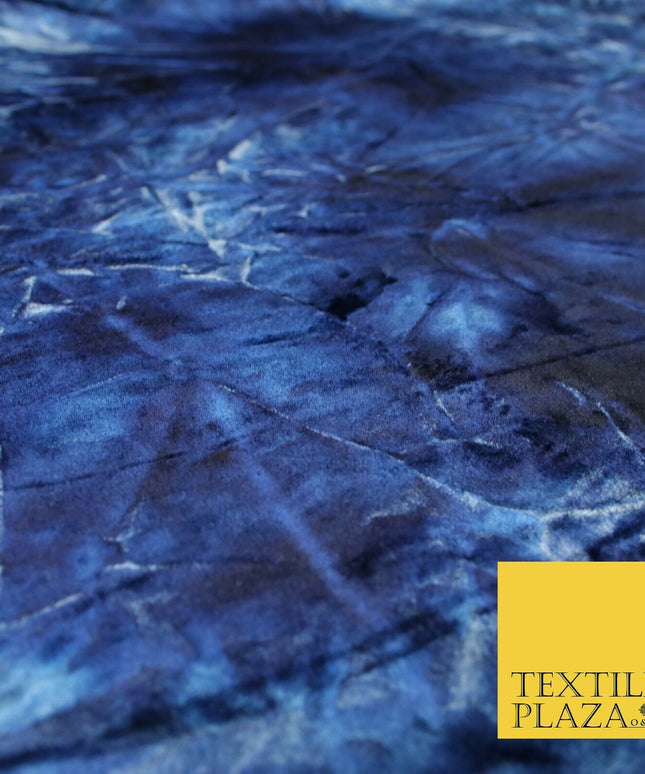 Tie Dye Royal Blue / Cherry Red Ombre Printed Soft Velvet Dress Fabric Craft