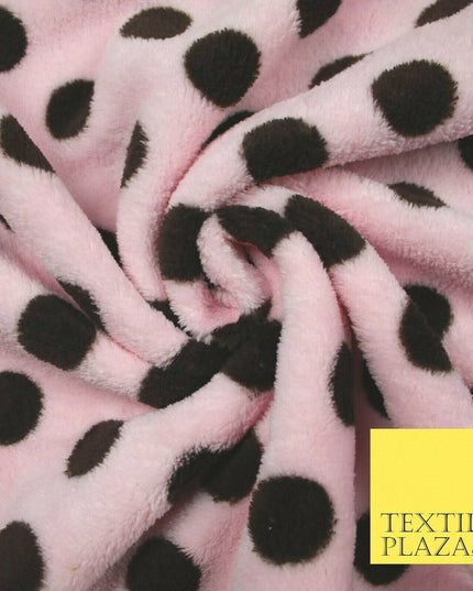 Baby Pink Brown Super Soft Spotted Cuddle Fleece Double Sided Fabric 58" 5861