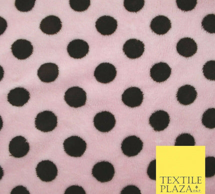 Baby Pink Brown Super Soft Spotted Cuddle Fleece Double Sided Fabric 58" 5861
