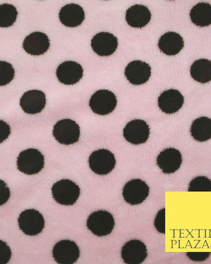 Baby Pink Brown Super Soft Spotted Cuddle Fleece Double Sided Fabric 58" 5861