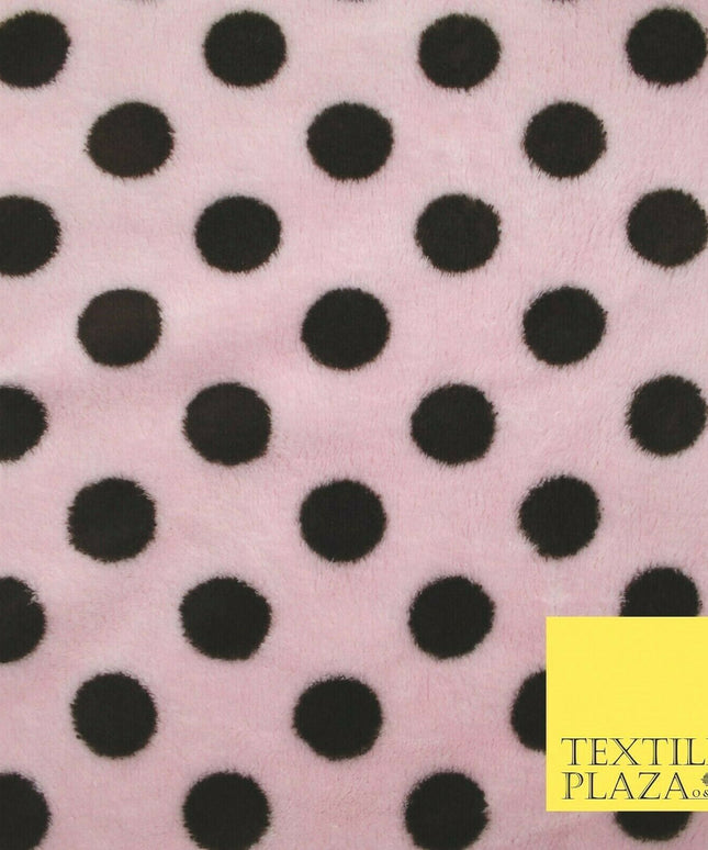Baby Pink Brown Super Soft Spotted Cuddle Fleece Double Sided Fabric 58" 5861