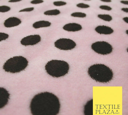 Baby Pink Brown Super Soft Spotted Cuddle Fleece Double Sided Fabric 58" 5861