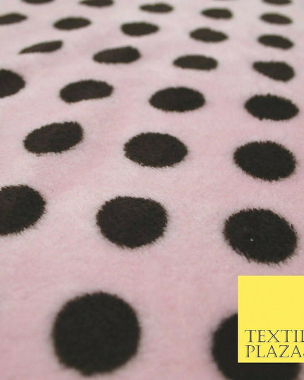 Baby Pink Brown Super Soft Spotted Cuddle Fleece Double Sided Fabric 58" 5861