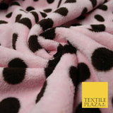 Baby Pink Brown Super Soft Spotted Cuddle Fleece Double Sided Fabric 58" 5861
