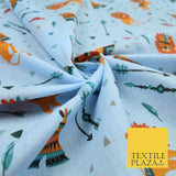 Sleeping Lion Red Indian Teepee Confetti Printed Polycotton Dress Craft Fabric