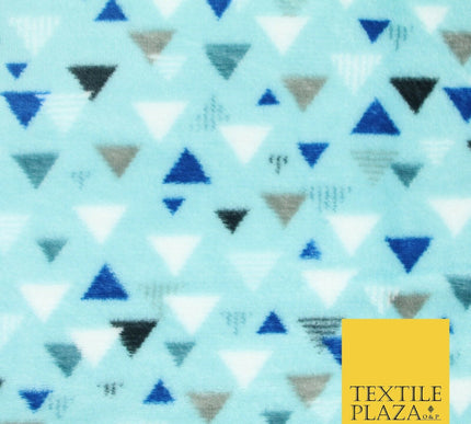 Aqua / Beige SUPER SOFT Printed Retro Aztec Triangle Cuddle Fleece Blanket Craft