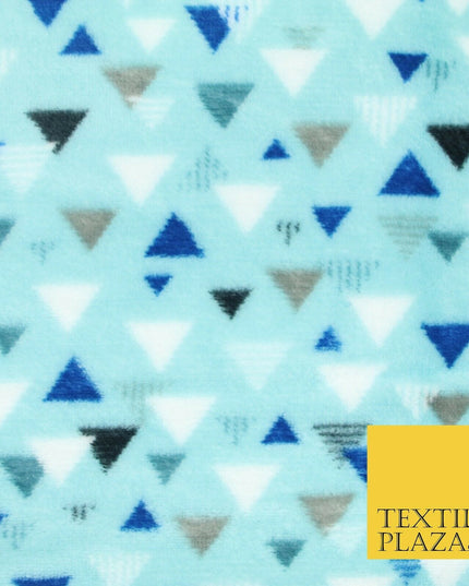 Aqua / Beige SUPER SOFT Printed Retro Aztec Triangle Cuddle Fleece Blanket Craft