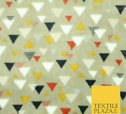Aqua / Beige SUPER SOFT Printed Retro Aztec Triangle Cuddle Fleece Blanket Craft