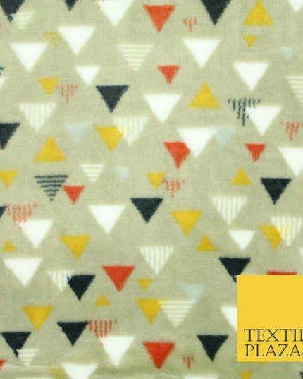 Aqua / Beige SUPER SOFT Printed Retro Aztec Triangle Cuddle Fleece Blanket Craft