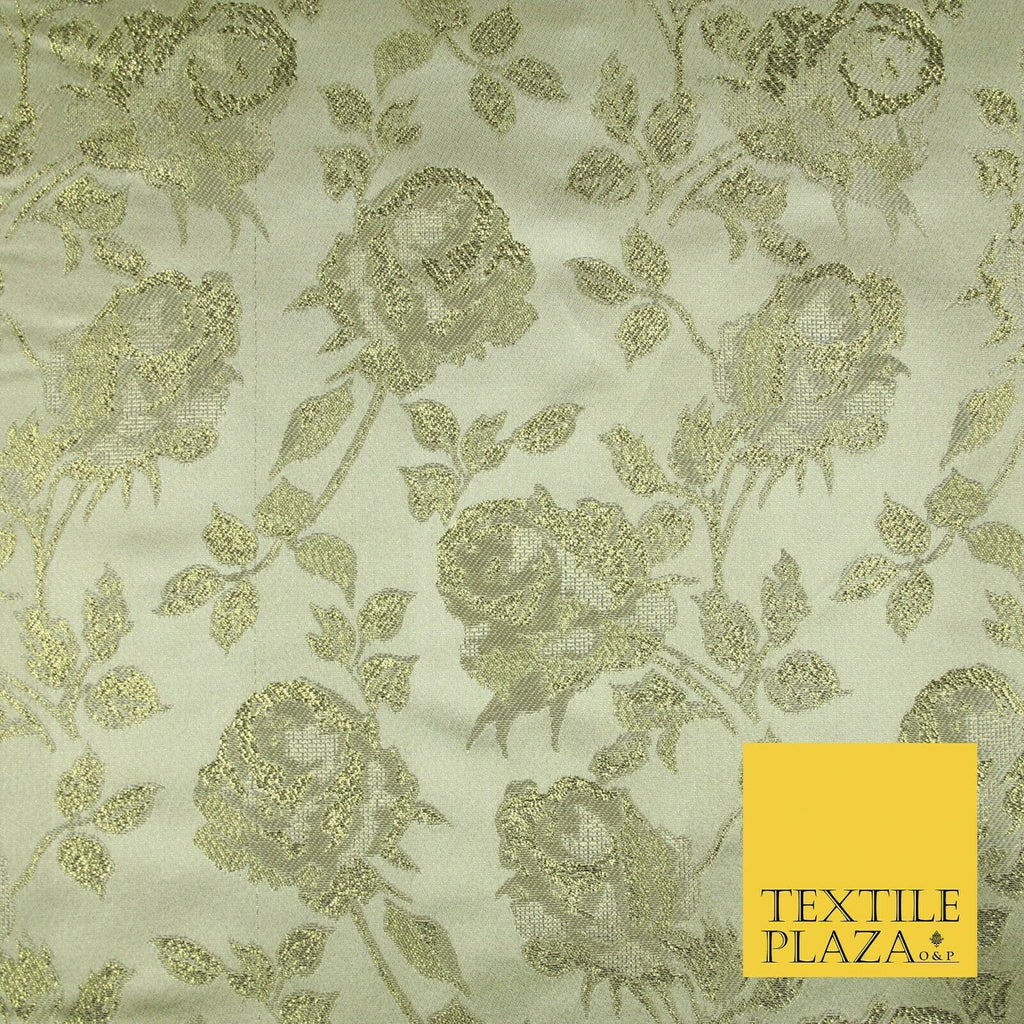 Light Gold Ornate Metallic Floral Satin Brocade Dress Fabric Fancy 58" 6001