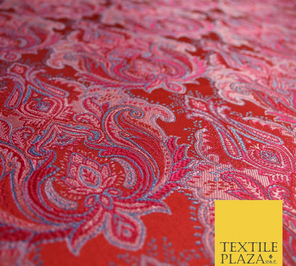 Cherry Red Fuchsia Ornate Damask Brocade Dress Fabric Metallic Fancy 58" 5999