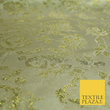 Light Gold Ornate Metallic Floral Satin Brocade Dress Fabric Fancy 58" 6001