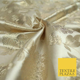 Champagne Gold Ornate Floral Satin Brocade Dress Fabric Metallic Fancy 58" 6000