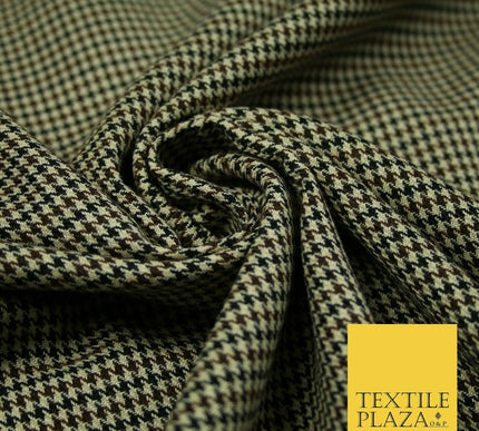 Beige Mini Dogtooth Houndstooth Polyester Viscose Fabric 58" Craft Dress 5737