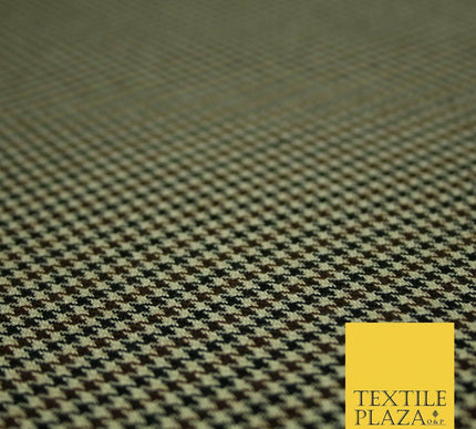 Beige Mini Dogtooth Houndstooth Polyester Viscose Fabric 58" Craft Dress 5737