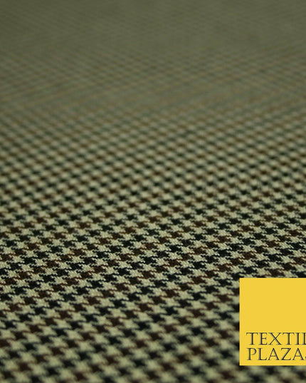 Beige Mini Dogtooth Houndstooth Polyester Viscose Fabric 58" Craft Dress 5737