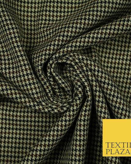 Beige Mini Dogtooth Houndstooth Polyester Viscose Fabric 58" Craft Dress 5737