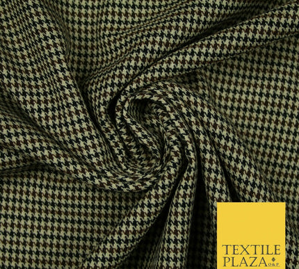 Beige Mini Dogtooth Houndstooth Polyester Viscose Fabric 58" Craft Dress 5737