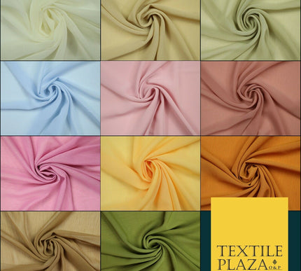 OVER 25 COLOURS - Premium Plain Dyed Crinkle Chiffon Yoryu 75D Dress Fabric 58″