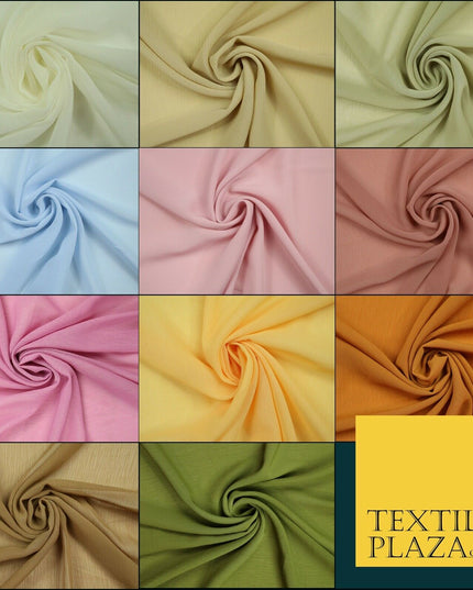 OVER 25 COLOURS - Premium Plain Dyed Crinkle Chiffon Yoryu 75D Dress Fabric 58″