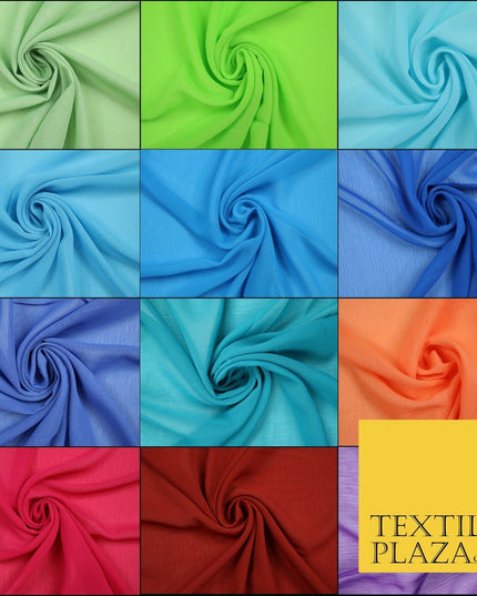OVER 25 COLOURS - Premium Plain Dyed Crinkle Chiffon Yoryu 75D Dress Fabric 58″