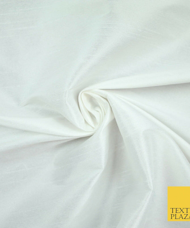 OVER 10 COLOURS Plain Dyed Faux Dupion Raw Silk 100% Polyester Dress Fabric 56"