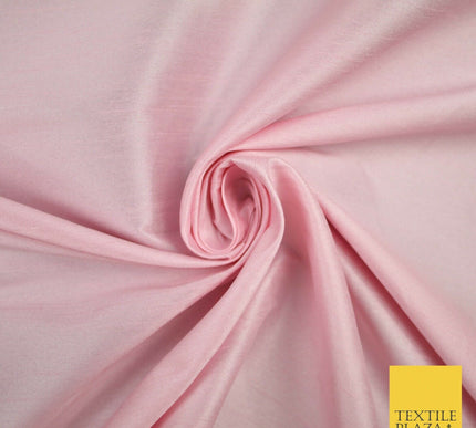 OVER 10 COLOURS Plain Dyed Faux Dupion Raw Silk 100% Polyester Dress Fabric 56"