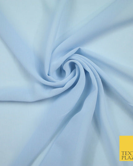 OVER 25 COLOURS - Premium Plain Dyed Crinkle Chiffon Yoryu 75D Dress Fabric 58″