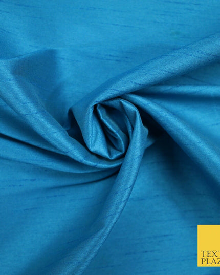 OVER 10 COLOURS Plain Dyed Faux Dupion Raw Silk 100% Polyester Dress Fabric 56"