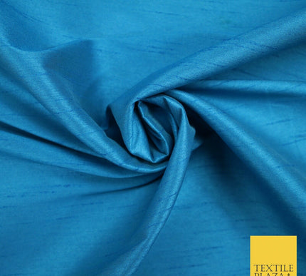 OVER 10 COLOURS Plain Dyed Faux Dupion Raw Silk 100% Polyester Dress Fabric 56"