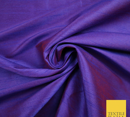 OVER 10 COLOURS Plain Dyed Faux Dupion Raw Silk 100% Polyester Dress Fabric 56"