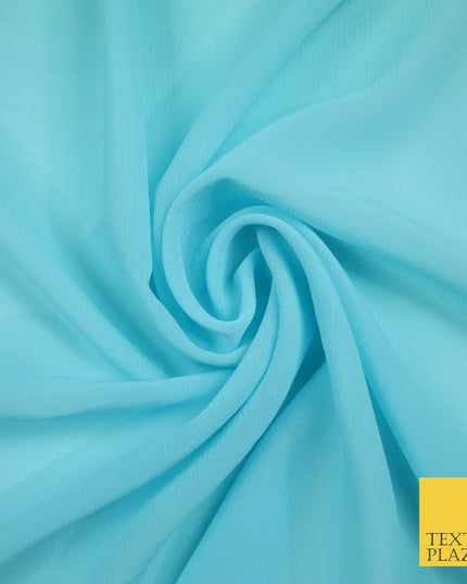 OVER 25 COLOURS - Premium Plain Dyed Crinkle Chiffon Yoryu 75D Dress Fabric 58″