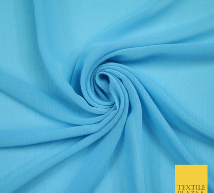 OVER 25 COLOURS - Premium Plain Dyed Crinkle Chiffon Yoryu 75D Dress Fabric 58″