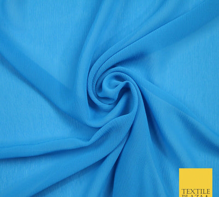 OVER 25 COLOURS - Premium Plain Dyed Crinkle Chiffon Yoryu 75D Dress Fabric 58″