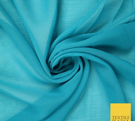 OVER 25 COLOURS - Premium Plain Dyed Crinkle Chiffon Yoryu 75D Dress Fabric 58″