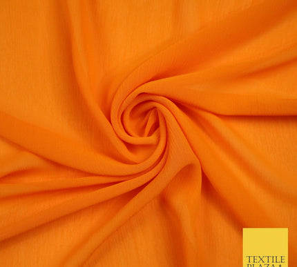 OVER 25 COLOURS - Premium Plain Dyed Crinkle Chiffon Yoryu 75D Dress Fabric 58″